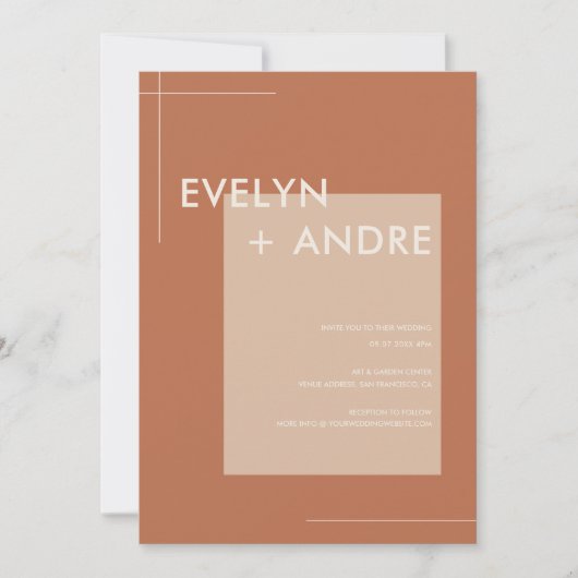 Terracotta Simple Modern Minimalist Wedding Kaart (Voorkant)