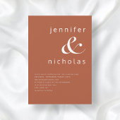 Terracotta Simple Modern Typography Wedding Kaart