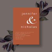 Terracotta Simple Modern Typography Wedding Kaart
