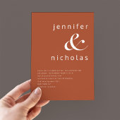 Terracotta Simple Modern Typography Wedding Kaart