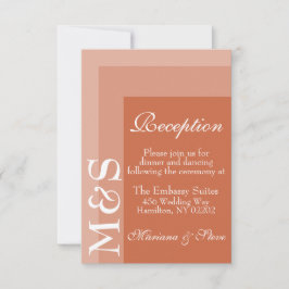 Terracotta Simple Modern Wedding Reception Card Bedankkaart