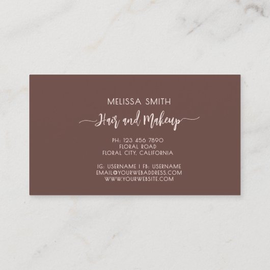 Terracotta Simple Monogram Visitekaartje (Achterkant)