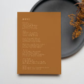 Terracotta Simple Plain Modern Wedding Menu
