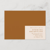 Terracotta Simple Plain Modern Wedding Reception Informatiekaartje (Voorkant)