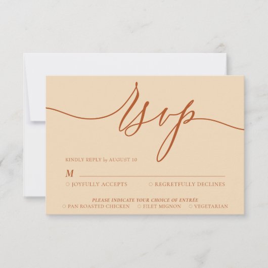 Terracotta Simple Rapid sequenenical visual RSVP Kaartje (Voorkant)