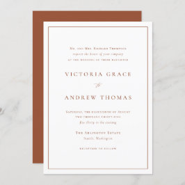 Terracotta Simple Typography Formal Wedding Kaart