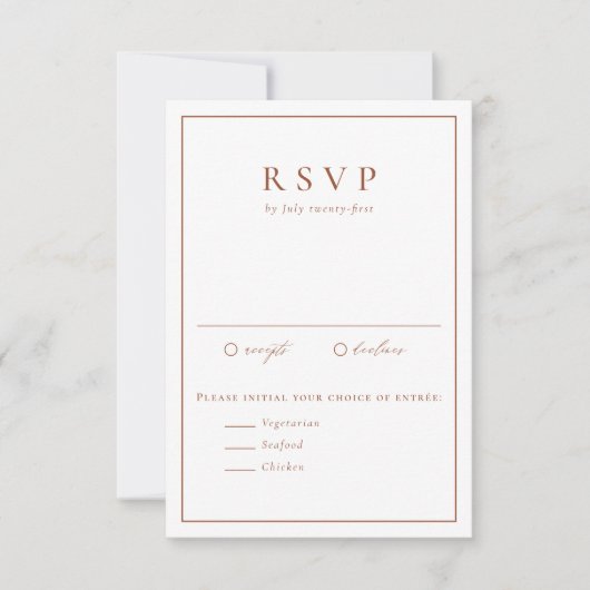 Terracotta Simple Typography Formal Wedding RSVP Kaartje (Voorkant)