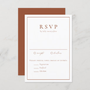 Terracotta Simple Typography Formal Wedding RSVP Kaartje