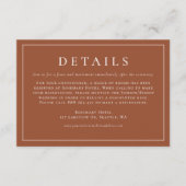 Terracotta Simple Typography Wedding Details Informatiekaartje (Voorkant)