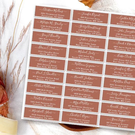 Terracotta Simple Wedding Guest Adresetiketten Sticker