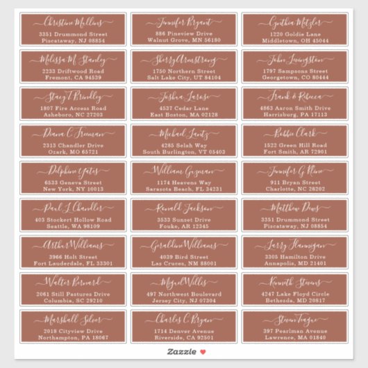 Terracotta Simple Wedding Guest Adresetiketten Sticker (Vel)
