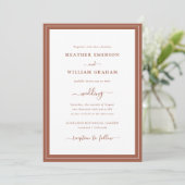 Terracotta Simple Wedding Invitation Kaart (Staand voorkant)