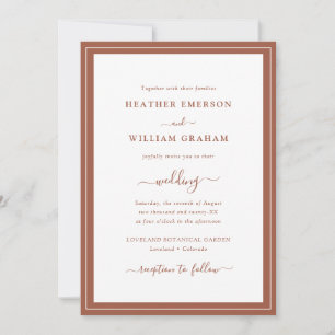 Terracotta Simple Wedding Invitation Kaart