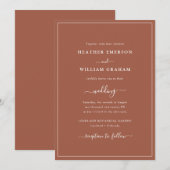 Terracotta Simple Wedding Invitation Kaart (Voorkant / Achterkant)