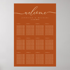 Terracotta Simple Wedding Table Numbers Poster