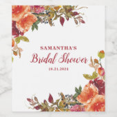 Terracotta Sinaasappel Bloemen Botanisch Vrijgezel Wijn Etiket (Enkel label)