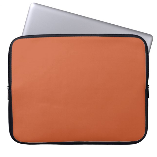 Terracotta Sinaasappel Effen Kleur Warm & Aards On Laptop Sleeve (Voorkant)