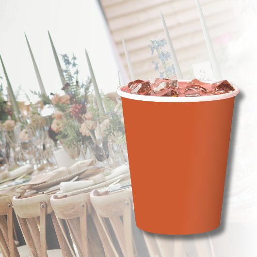 Terracotta Sinaasappel Effen Kleur Warm & Aards On Papieren Bekers