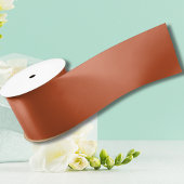 Terracotta Sinaasappel Effen Kleur Warm & Aards On Satijnen Lint