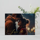 Terracotta Sinaasappel Elegant Boho Gold trouwfoto Folie Uitnodiging (Staand Voorkant)