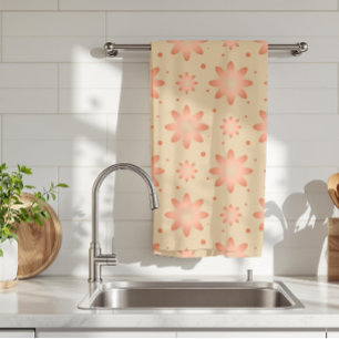 Terracotta sinaasappel en zandbeige delicate madel theedoek