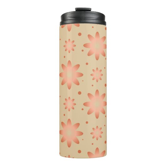 Terracotta sinaasappel en zandbeige delicate madel thermosbeker (Voorkant)