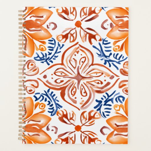 Terracotta sinaasappel floral design planner (Voorkant)