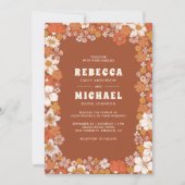 Terracotta Sinaasappel Groovy Retro Wildflower Huw Kaart (Voorkant)