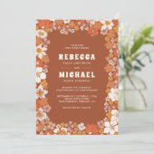 Terracotta Sinaasappel Groovy Retro Wildflower Huw Kaart (Staand voorkant)