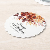 Terracotta Sinaasappel Herfst Bloemen 50e Verjaard Kartonnen Onderzetters (Gekanteld)