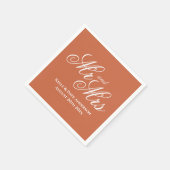 Terracotta sinaasappel kleur custom papier bruilof servet (Hoek)