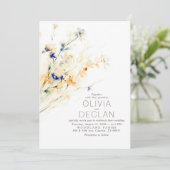 Terracotta Sinaasappel Navy Blauw Bloemen Herfst B Kaart (Staand voorkant)