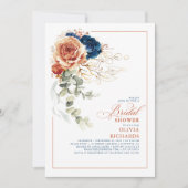 Terracotta Sinaasappel Navy Blue Herfst Vrijgezell Kaart (Voorkant)