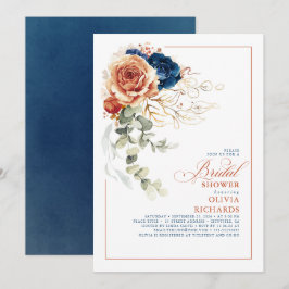 Terracotta Sinaasappel Navy Blue Herfst Vrijgezell Kaart