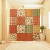 Terracotta Sinaasappel Patchwork Quilt rustieke bo Douchegordijn