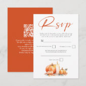 Terracotta Sinaasappel Pompoenen Herfst Kaars QR C RSVP Kaartje (Voorkant / Achterkant)