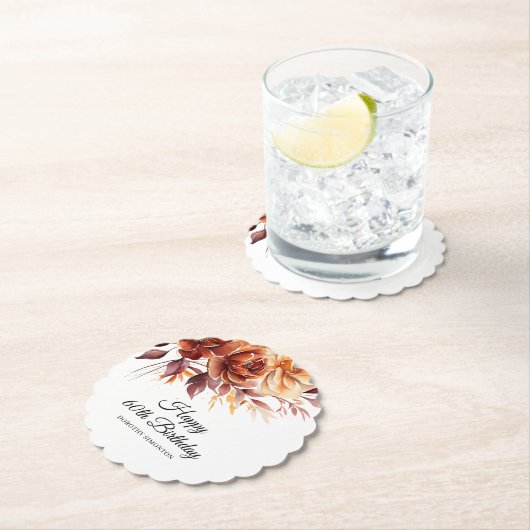 Terracotta Sinaasappels Herfst 60e geboortedag Kartonnen Onderzetters (Insitu)