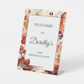 Terracotta Sinaasappels Herfst 60e geboortedag Reclamebord Met Voetstuk (Voorkant)