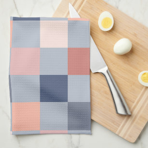 Terracotta, Slate Blue Checkerboard Theedoek