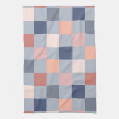 Terracotta, Slate Blue Checkerboard Theedoek (Verticaal)