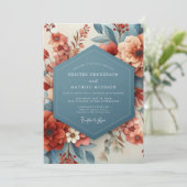 Terracotta & Slate Painterly Wedding Kaart (Staand voorkant)