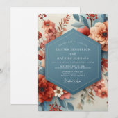 Terracotta & Slate Painterly Wedding Kaart (Voorkant / Achterkant)