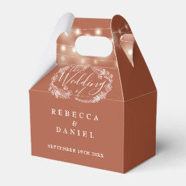 Terracotta Slingerende Lichtjes Bloemige Bruiloft Bedankdoosjes