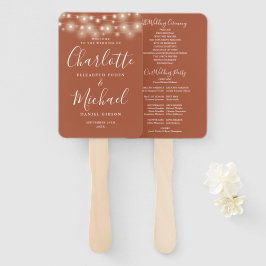 Terracotta Slingerlichten Script Trouwprogramma Handwaaier