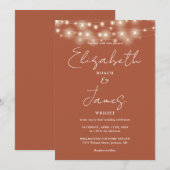 Terracotta slingerlichtjes Elegante scriptie bruil Kaart (Voorkant / Achterkant)