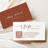 Terracotta Small Wedding RSVP Website QR Code Informatiekaartje