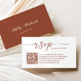 Terracotta Small Wedding RSVP Website QR Code Informatiekaartje