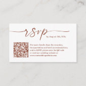 Terracotta Small Wedding RSVP Website QR Code Informatiekaartje (Voorkant)