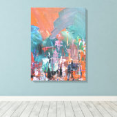 Terracotta & Smaragd Abstract Canvas Afdruk (Insitu (Houten vloer))