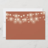 Terracotta snoerlichten bloemenfoto bruiloft kaart (Achterkant)